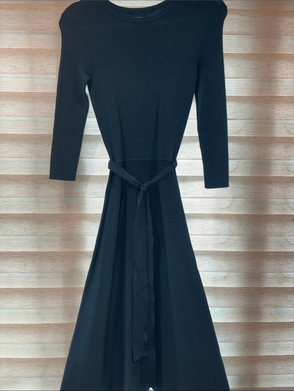 Women's Hunter Green Long Sleeve Tie-Waist Midi Dress